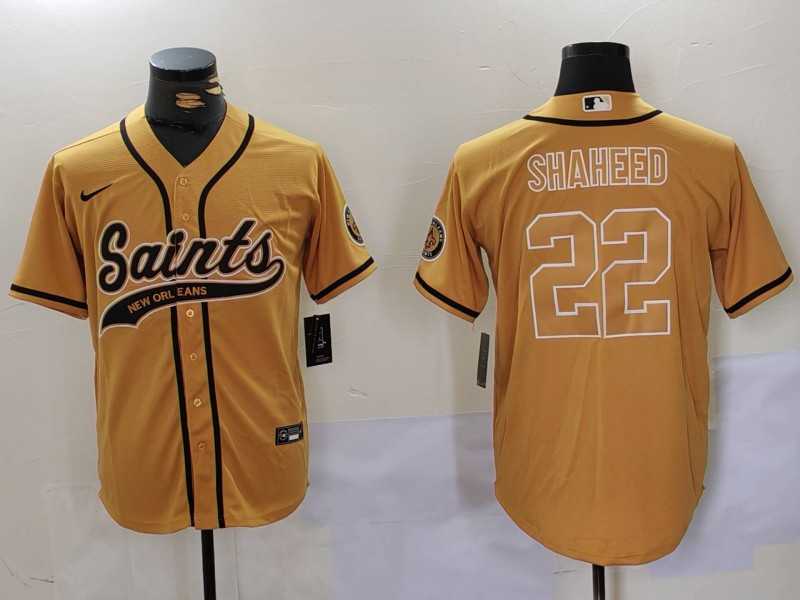 Men%27s New Orleans Saints #22 Rashid Shaheed Gold Cool Base Stitched Baseball Jersey->new orleans saints->NFL Jersey